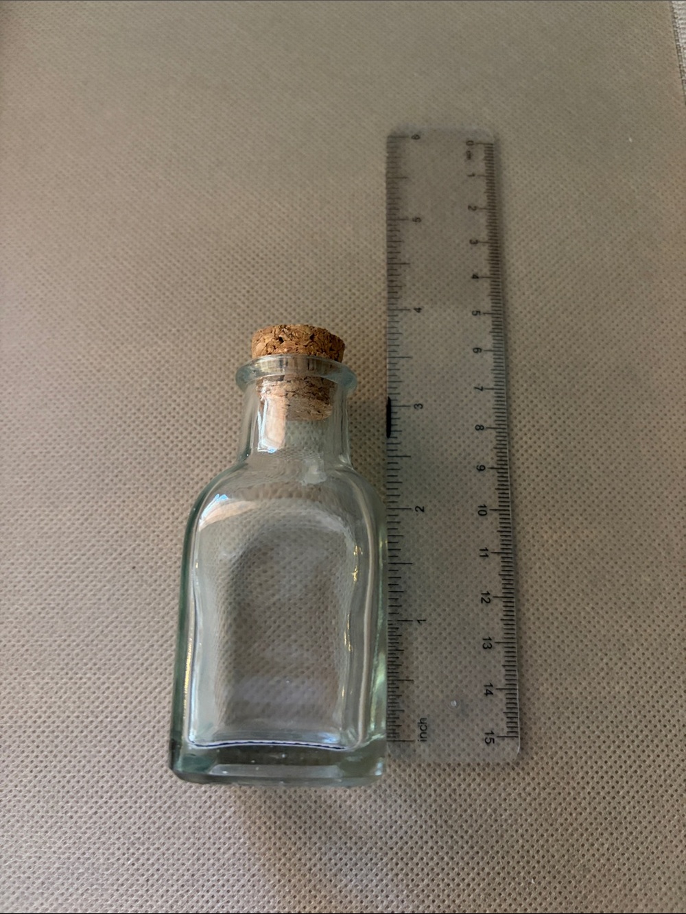 Small Clear Glass Bottle with Cork Stopper set of 9
